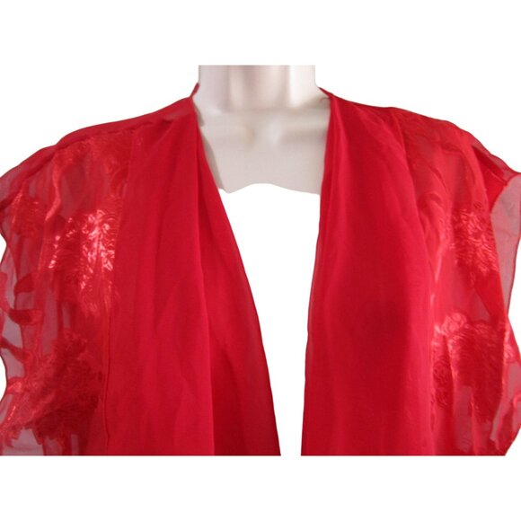 Vintage Shirley of Hollywood Open Robe Cover Up Sheer Red Lace One Size GUC - Picture 6 of 12